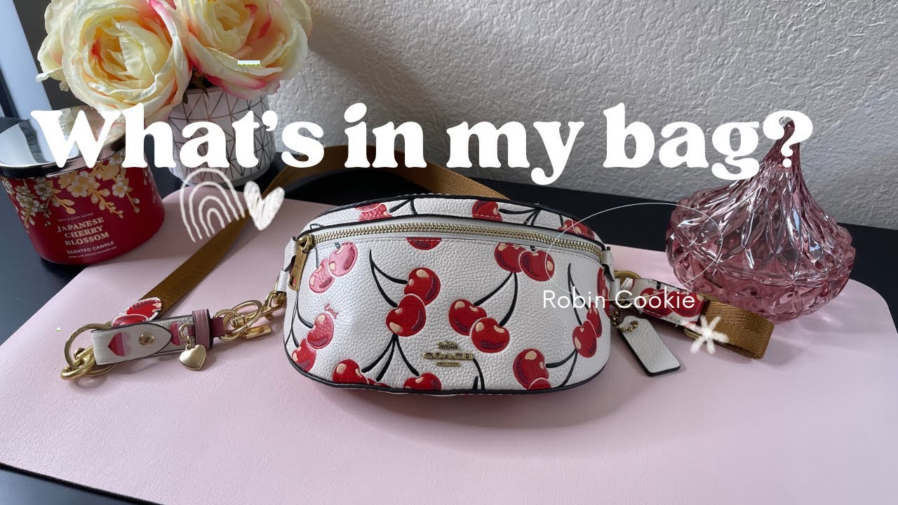 WHAT FITS? Coach cherry belt bag 🍒 (What's in my bag?) 