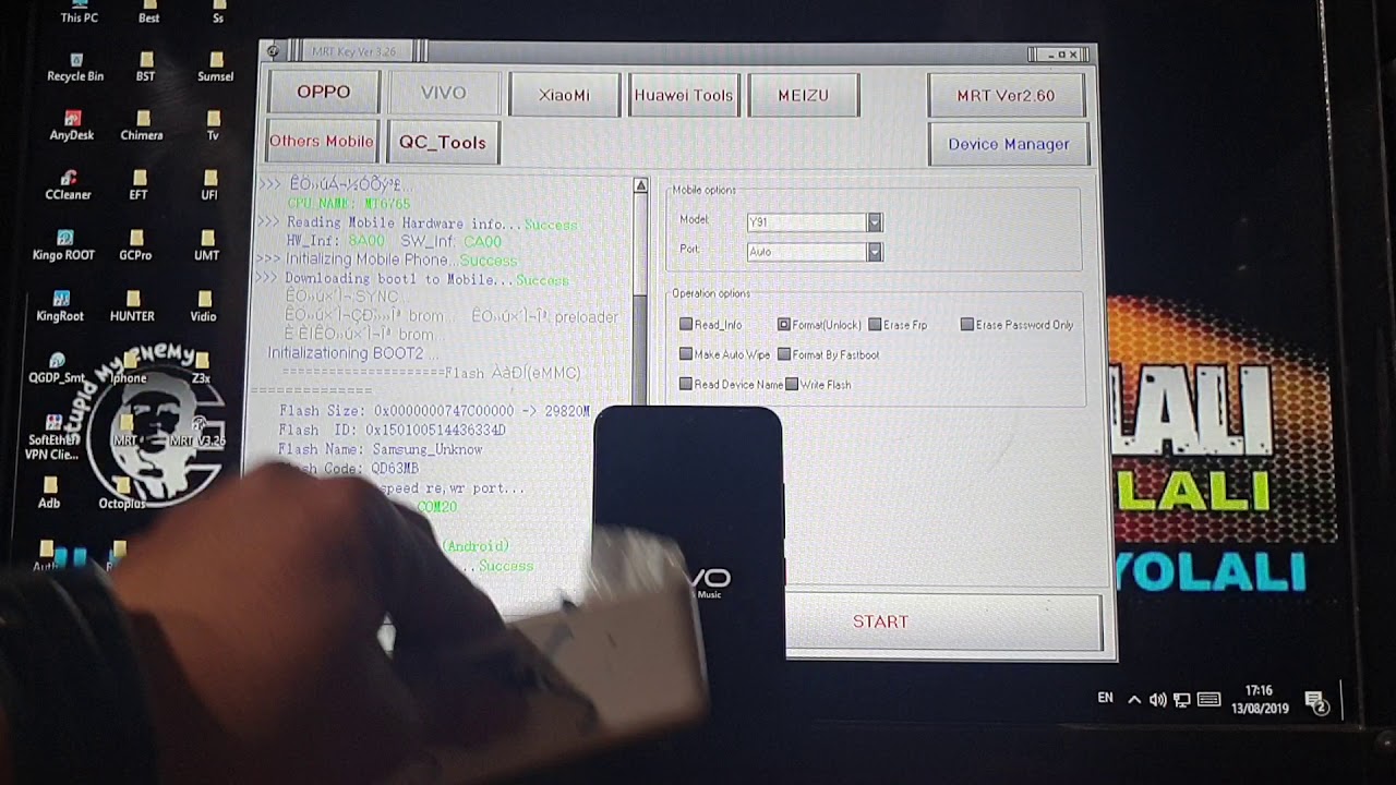 VIVO Y91 MTK ( 1816 ) REMOVE PASWORD AND FRP by MRT II SERVICE HP