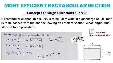 MOST EFFICIENT RECTANGULAR SECTION | NUMERICAL | UNIFORM FLOW | HOW TO FIND LONGITUDINAL SLOPE.