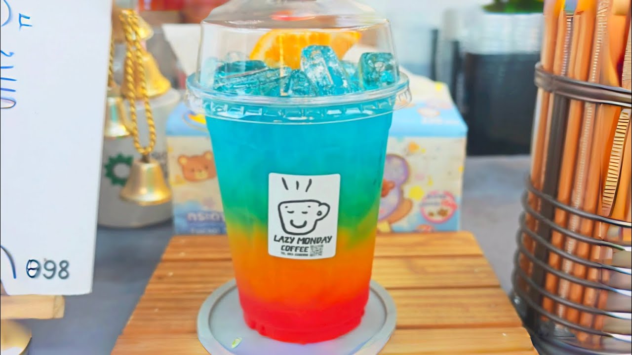 Как это сделано, радужная газировка, тайский уличный напиток.