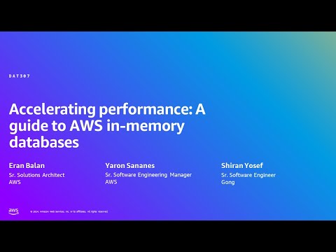 AWS Summit Tel Aviv 2024 - Accelerating performance: a guide to AWS in-memory databases (DAT307) Episode cover
