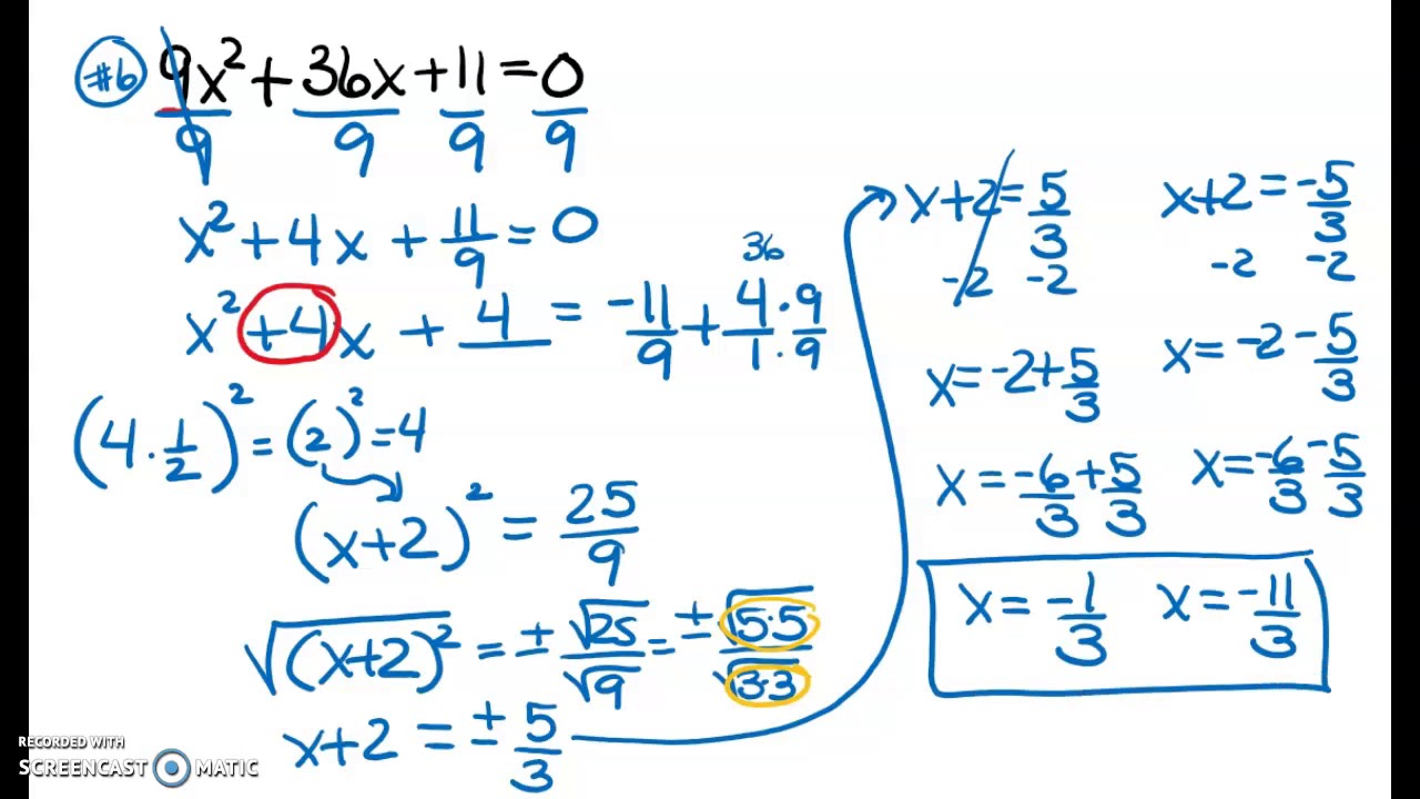 Solving Quadratics by Completing the Square (Part 2) - YouTube