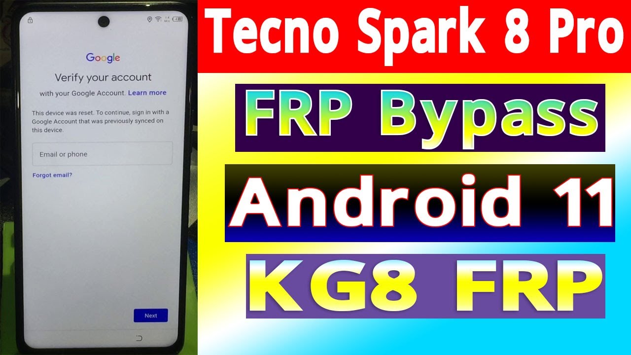 Tecno Spark 8 Pro FRP Bypass 2023 Tecno KG8 Google Account Lock Remove