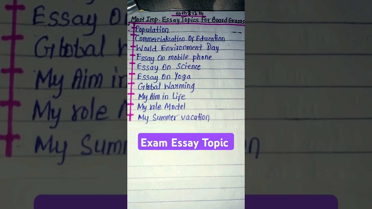 Important Essay Topic For Exam 