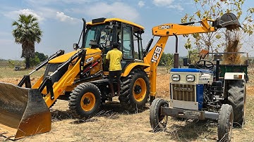 New Jcb 3dx Eco Xpert Loading Red Mud In Swaraj 843 XM Tractor With Mahindra 415 DI Tractor