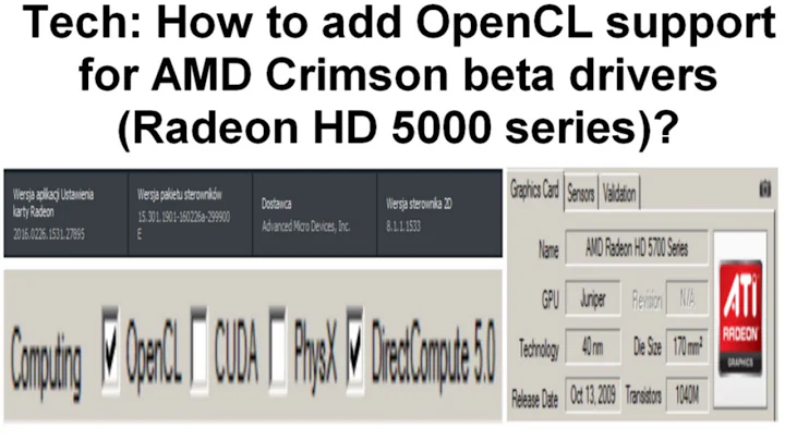 Tech:  How to add OpenCL support  for AMD Crimson beta drivers  (Radeon HD 5000 series)?