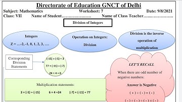 WORKSHEET 7 CLASS 7 MATHS (ENGLISH MEDIUM) MONDAY 9 AUGUST 2021