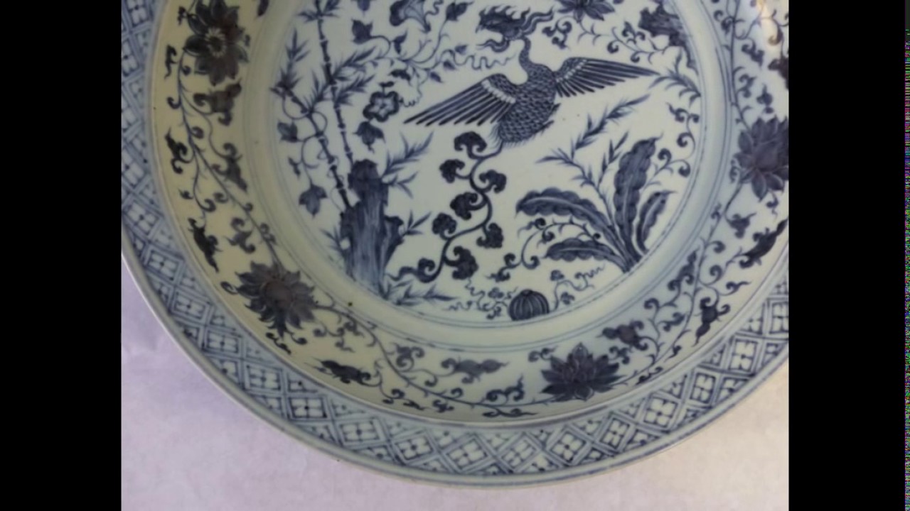 中国 12 陶磁器 元代 鳳凰 青花 大皿 China Youtube