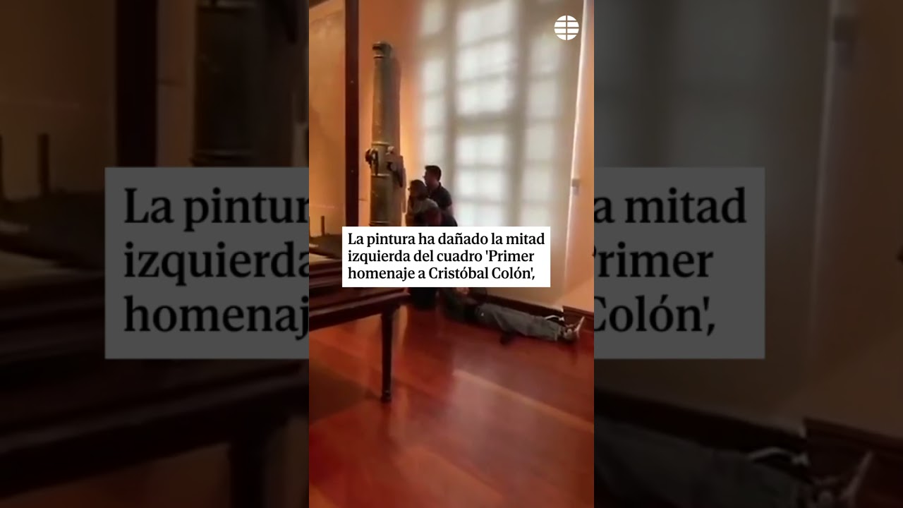 Activistas de Futuro Vegetal dañan con pintura un cuadro de Colón en el Museo Naval de Madrid