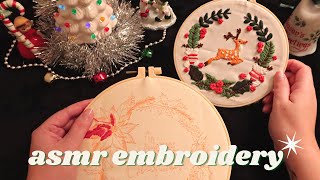 ASMR Cozy Holiday Embroidery 🧵🪡🎄 soft-spoken chit-chat ramble & fabric sounds screenshot 4