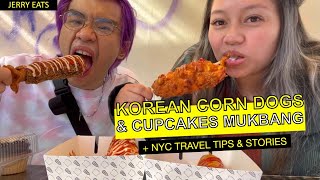 Korean corn dogs and cupcakes mukbang + NYC travel tips & stories 2021