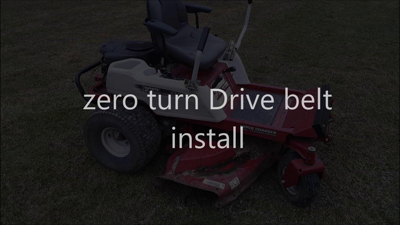 white zero turn 54 inch Drive belt install YouTube