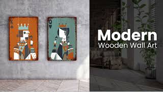 VINOXO Large Wooden King Queen Wall Art Set of 2 Stylish Decor for Home Commercial Interiors