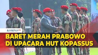 Baret Merah dan Kacamata Hitam Prabowo Saat Hadiri Perayaan HUT Ke-72 Kopassus