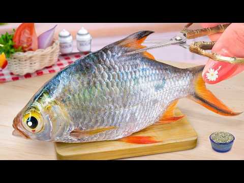 Catch And Cook Fish 🍋 Grilled Whole Whitefish with Lemon & Herbs in Tiny Kitchen - Mini Yummy