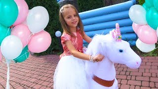 День Рождения Насти в стиле ЛОЛ Белый ЕДИНОРОГ PonyCycle в ПОДАРОК Куклы LOL игрушки для детей