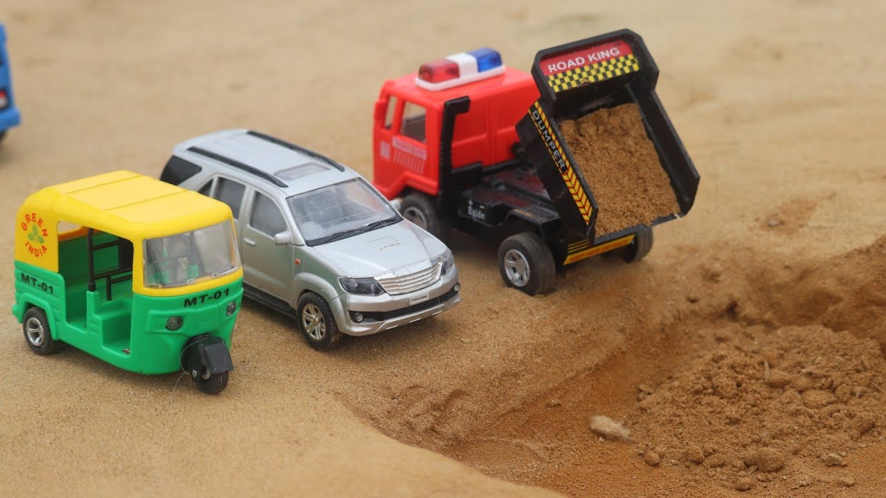 DUMPER TRUCK FILLING THE DEEP FORTUNER CAR TRACTOR FIRE BUS AUTO ROAD ROLLER HUMPTY