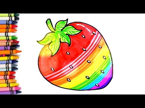 Colorful Strawberry Drawing Painting, Colouring,  For Kids & Toddlers I Let's Draw Together, #240123