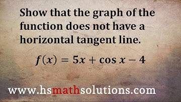 Show that the graph of the function does not have a horizontal tangent line. (Example)