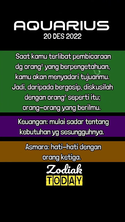 Ramalan Zodiak AQUARIUS Hari Ini 20 Des 2022 #ramalanzodiak #aquarius #zodiaktoday