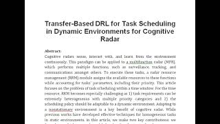 Transfer Based DRL for Task Scheduling in Dynamic Environments for Cognitive Radar