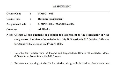 IGNOU MMPC-003 Solved Assignment July 2024 Jan 2025 [FREE] PDF || IGNOU MBA || Business Environment