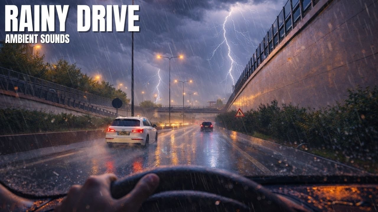 Elbasan – Tirana 🌧️ Peaceful Rainy Journey | Natural ASMR Sounds 🎶 | 4K HDR