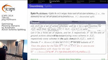 ICAPS 2014: Jörg Hoffmann on "Optimizing Planning Domains by Automatic Action Schema Splitting"