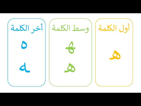 تعلم أشكال و مواضع حرف الهاء أول الكلمة وسط الكلمة أخر الكلمة