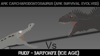 rudy - baryonyx vs carcharodontosaurus (ice age vs Ark survival evolved) [Stick nodes animation]