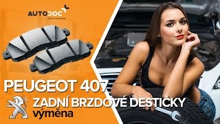 Výměna Sada brzdových destiček, kotoučová brzda PEUGEOT 407: dílenská příručka