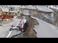 Earthquakes in japan roads crack before our eyes and houses shake