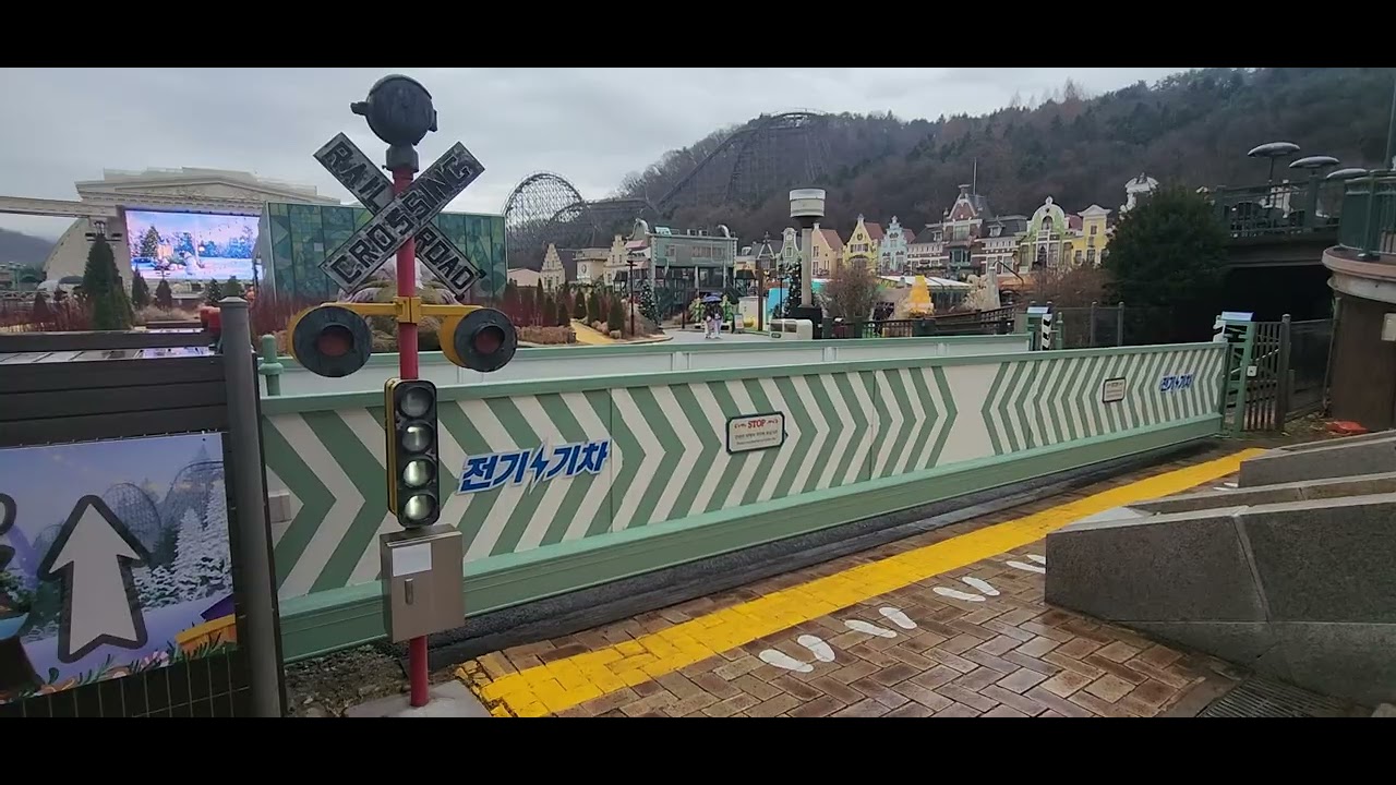 Everland Dome Railroad Crossing at Everland South Korea, Yongin-si, Gyeonggi-do, South Korea