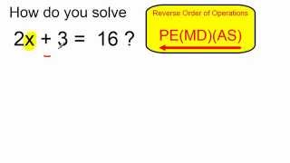Solve 2x + 3 = 16