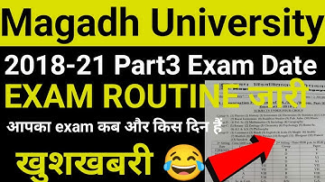 Magadh University 2018-21 Part3  Exam Data|Mu part3 exam date|mu part3 admit card 2018-21download