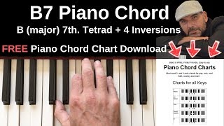 B7 Piano Chord | B (major) 7th. + Inversions Tutorial + FREE Chord Chart