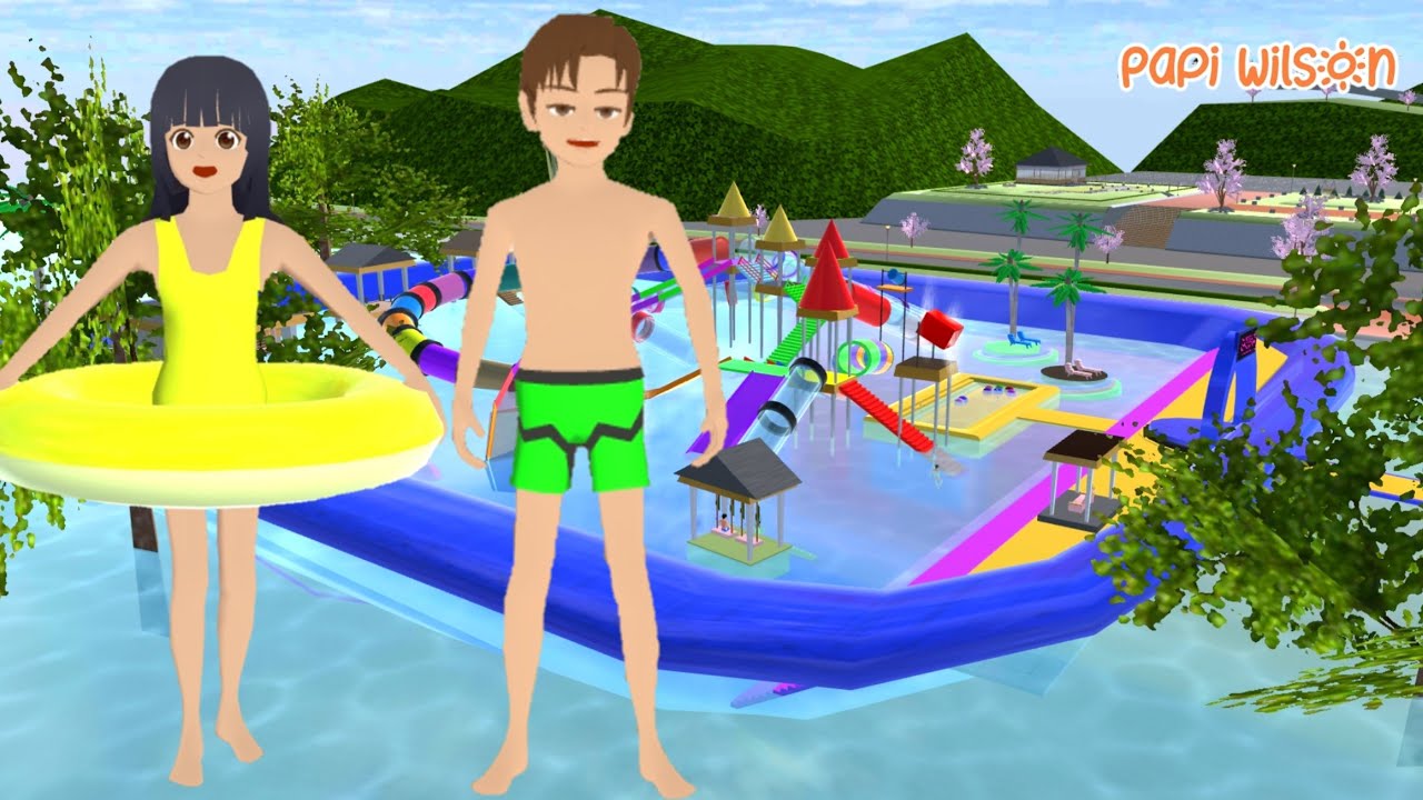 Sakura Yuta Mio Ke Waterboom Super Ultra Lengkap dan Gede 😱😂 | Sakura School Simulator | Papi Wilson