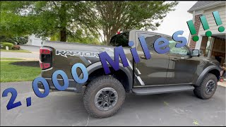 Ford Ranger Raptor 2,000 mile detailed update .  IT'S THE BEE'S KNEES!!!  My Best Vehicle Yet!