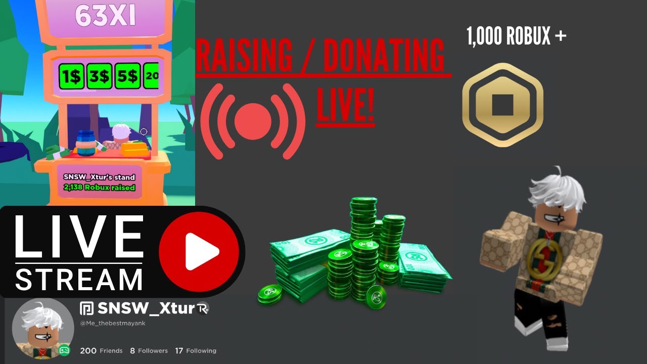 PlZ Donate Donating/raising 1k Robux Live! - YouTube