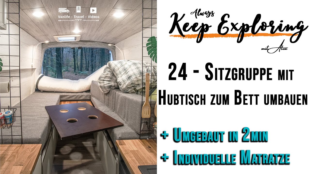 24 ‖ Sitzgruppe wird mittels Hubtisch zum Bett - DIY Campervan Selbstausbau