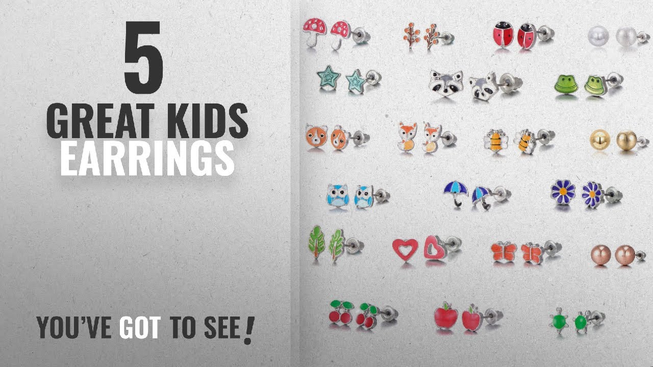 10 Best Kids Earrings [2018]: 21 Pairs Stainless Steel Mixed Color Cute Animals Fox Heart Star