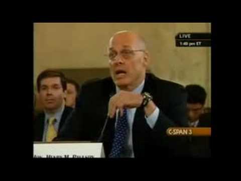 Sen. Jim Bunning (R-Ky.) questions the wisdom of a government buyout of Fannie Mae and Freddie Mac during a Senate Banking Committee hearing (July 15, 2008).