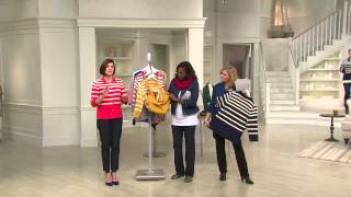 Liz Claiborne New York 3/4 Sleeve Striped Knit Sweater with Pat James-Dementri