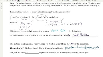 Unit 6: 6.9 Integration with U Substitution Video 1