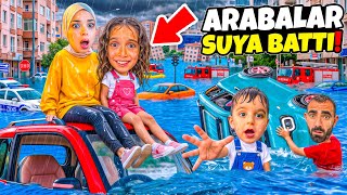 MİNİK ARABAMIZ SUYA BATTI!!!POYRAZ ELİF MAHSUR KALDIK!!!