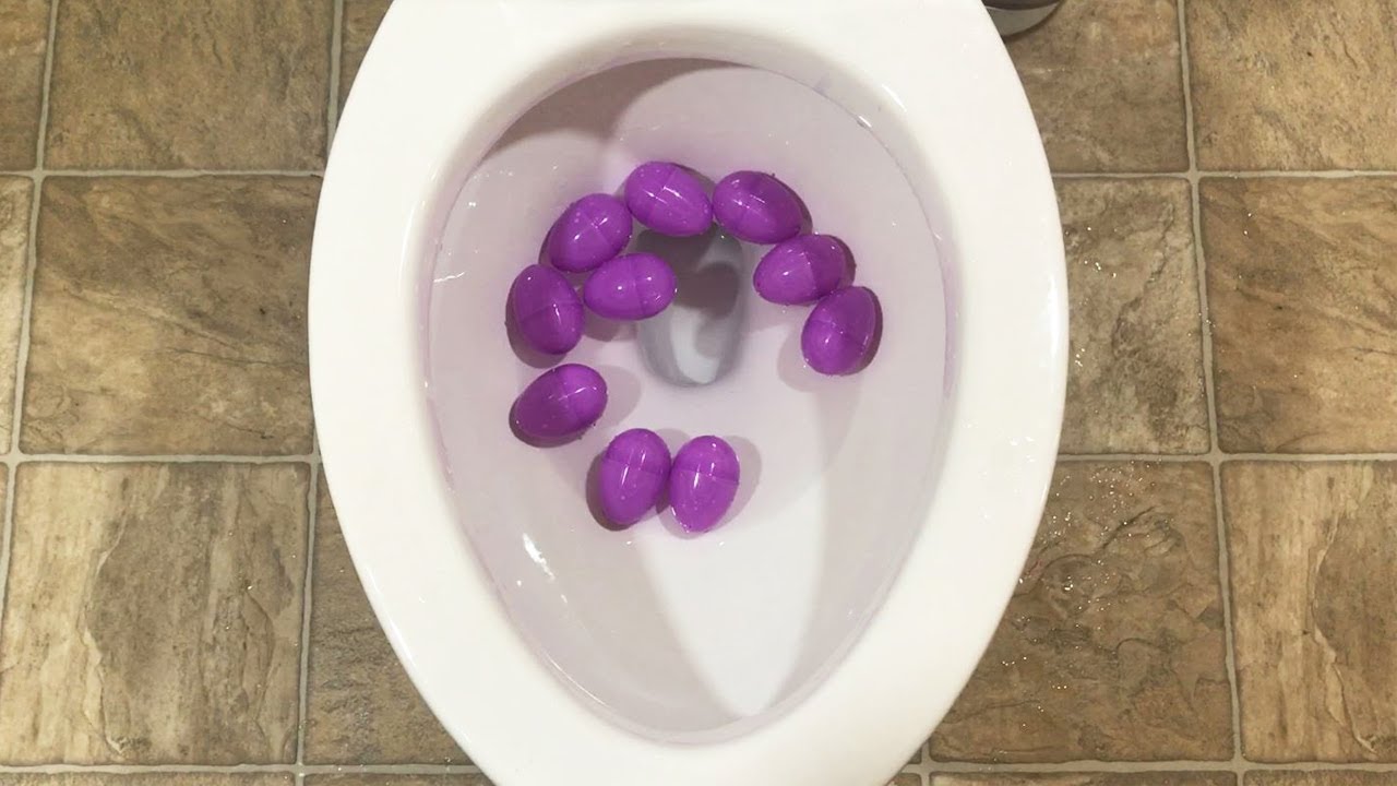Worlds Strongest Toilet Vs 10 Purple Surprise Eggs - Will it Flush?