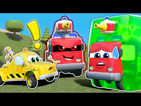 Oh no! EVIL FIRE TRUCK shoots slime everywhere! Help Tom the Tow truck! | Cars & Trucks Rescue