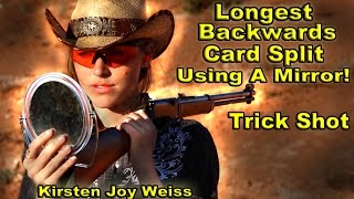 TRICK SHOT - Longest Backwards Card Split Using A Mirror - Annie Oakley Trick Shots