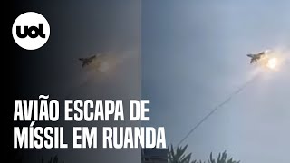 Vídeo mostra momento em que avião escapa por pouco de míssil nos céus de Ruanda