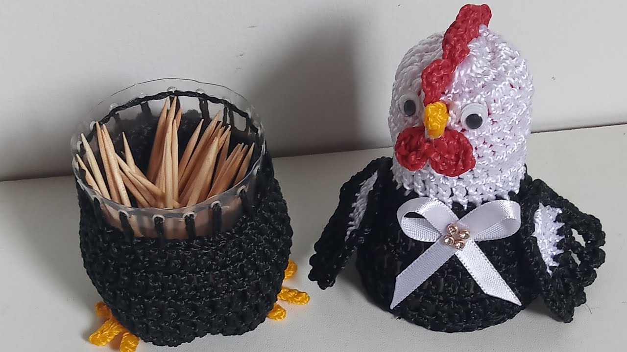 GALINHA COM GARRAFA PET DE CROCHÊ/PORTA/PALITOS/passo a passo 🐔/Valdenete crochê.